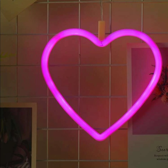 Heart led light neon pink home decor room womens girls love - Picture 2 of 4